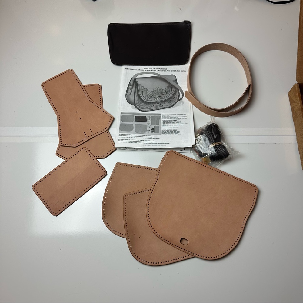Tandy Leather Revival Handbag Kit | Western Tooled Floral Heirloom Purse DIY - Picture 4 of 10